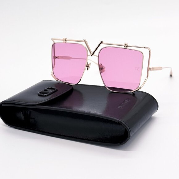 NEW VALENTINO V-LIGHT VLS-116C WOMEN PINK TITANIUM SUNGLASSES VALENTINO - Picture 1 of 11